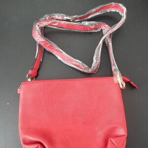 Elegant Vegan Leather Red Crossbody Bag